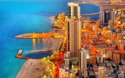 beautiful,arial,view,at,ajman,downtown,corniche,side,united,arab